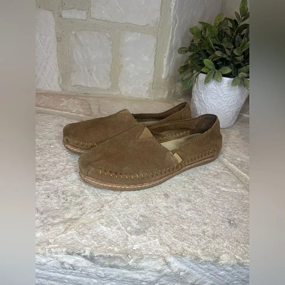 Toms Alpargata Gold Suede Leather Wrap Amber Gold Suede sz 7.5